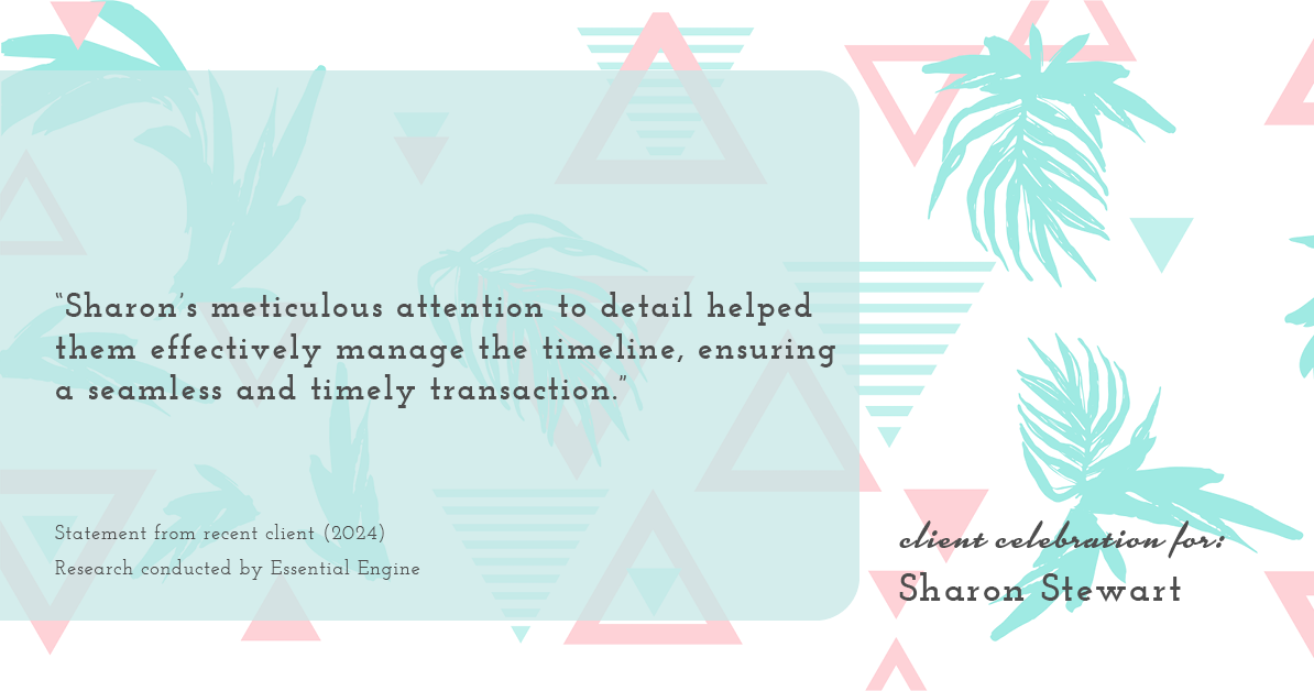 Testimonial for real estate agent Sharon Stewart with EXP Realty in New Castle, DE: "Sharon's meticulous attention to detail helped them effectively manage the timeline, ensuring a seamless and timely transaction."