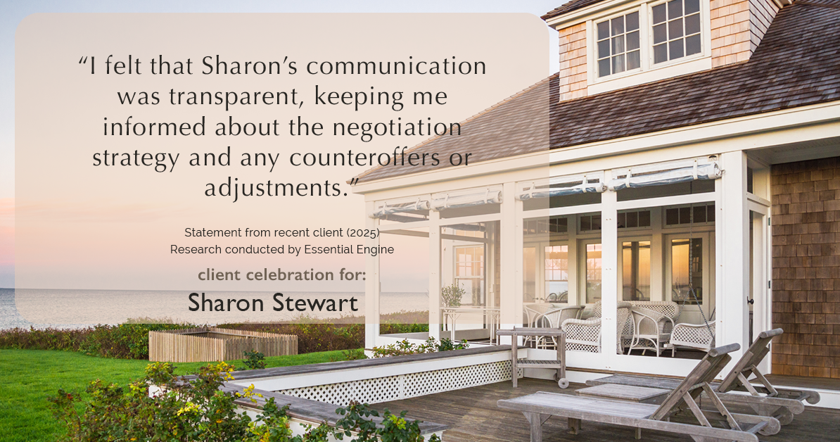 Testimonial for real estate agent Sharon Stewart with EXP Realty in New Castle, DE: "I felt that Sharon's communication was transparent, keeping me informed about the negotiation strategy and any counteroffers or adjustments."