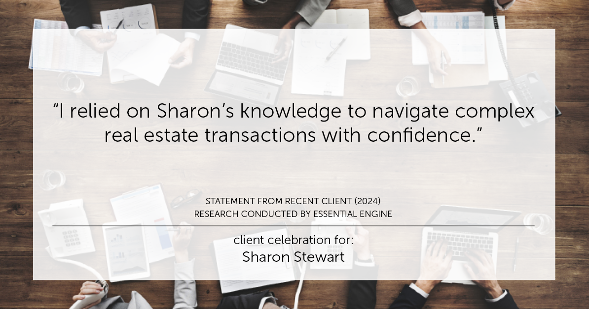 Testimonial for real estate agent Sharon Stewart with EXP Realty in New Castle, DE: "I relied on Sharon's knowledge to navigate complex real estate transactions with confidence."