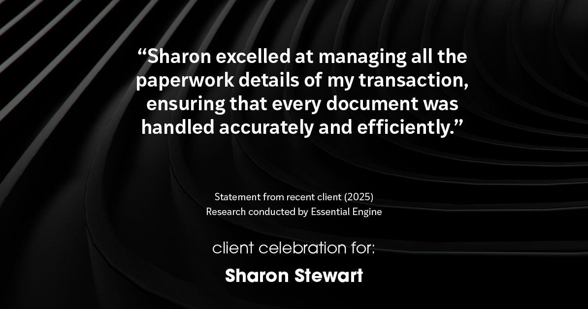Testimonial for real estate agent Sharon Stewart with EXP Realty in New Castle, DE: "Sharon excelled at managing all the paperwork details of my transaction, ensuring that every document was handled accurately and efficiently."