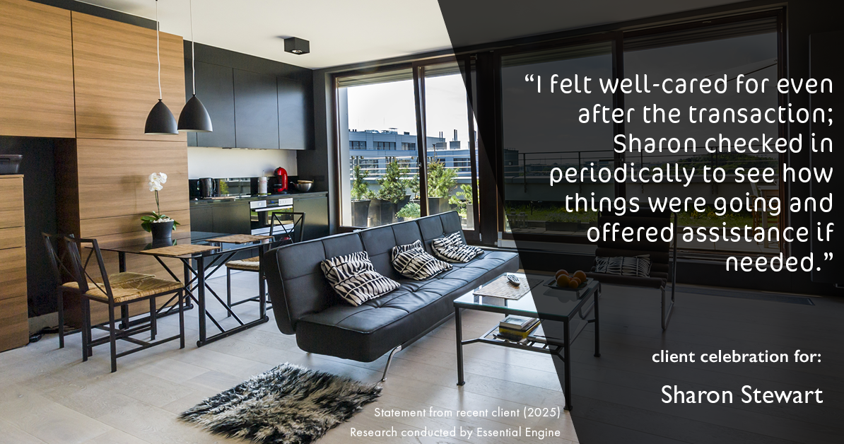 Testimonial for real estate agent Sharon Stewart with EXP Realty in New Castle, DE: "I felt well-cared for even after the transaction; Sharon checked in periodically to see how things were going and offered assistance if needed."