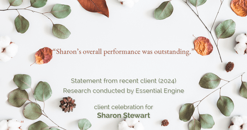 Testimonial for real estate agent Sharon Stewart with EXP Realty in New Castle, DE: "Sharon's overall performance was outstanding."