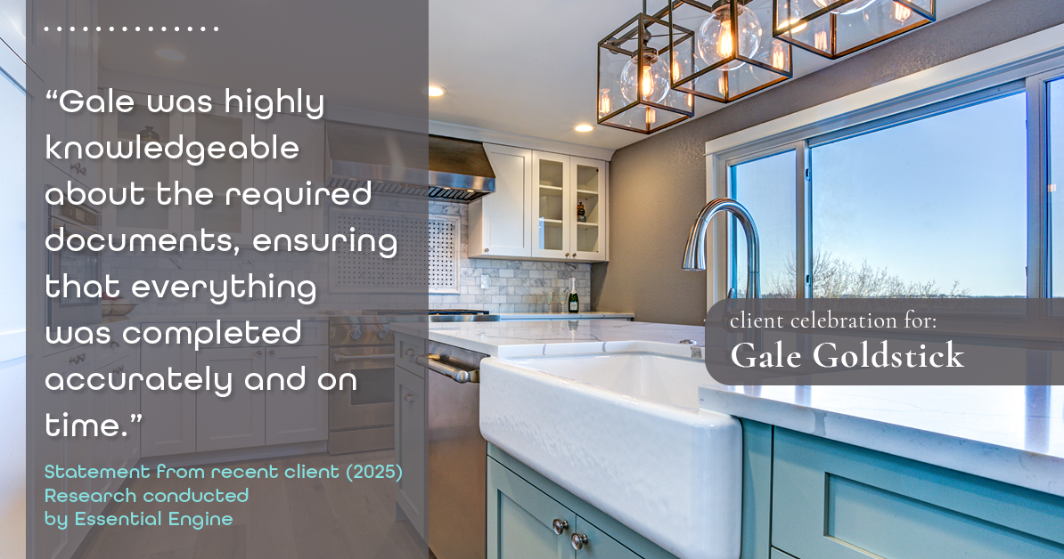 Testimonial for real estate agent Gale Goldstick with Coldwell Banker Realty in Chicago, IL: "Gale was highly knowledgeable about the required documents, ensuring that everything was completed accurately and on time."