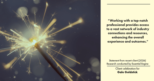 Testimonial for real estate agent Gale Goldstick with Coldwell Banker Realty in Chicago, IL: "Working with a top-notch professional provides access to a vast network of industry connections and resources, enhancing the overall experience and outcomes."