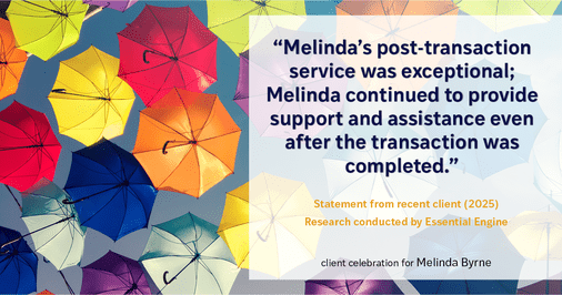 Testimonial for real estate agent Melinda Byrne with Key Realty in Concord, CA: "Melinda's post-transaction service was exceptional; Melinda continued to provide support and assistance even after the transaction was completed."