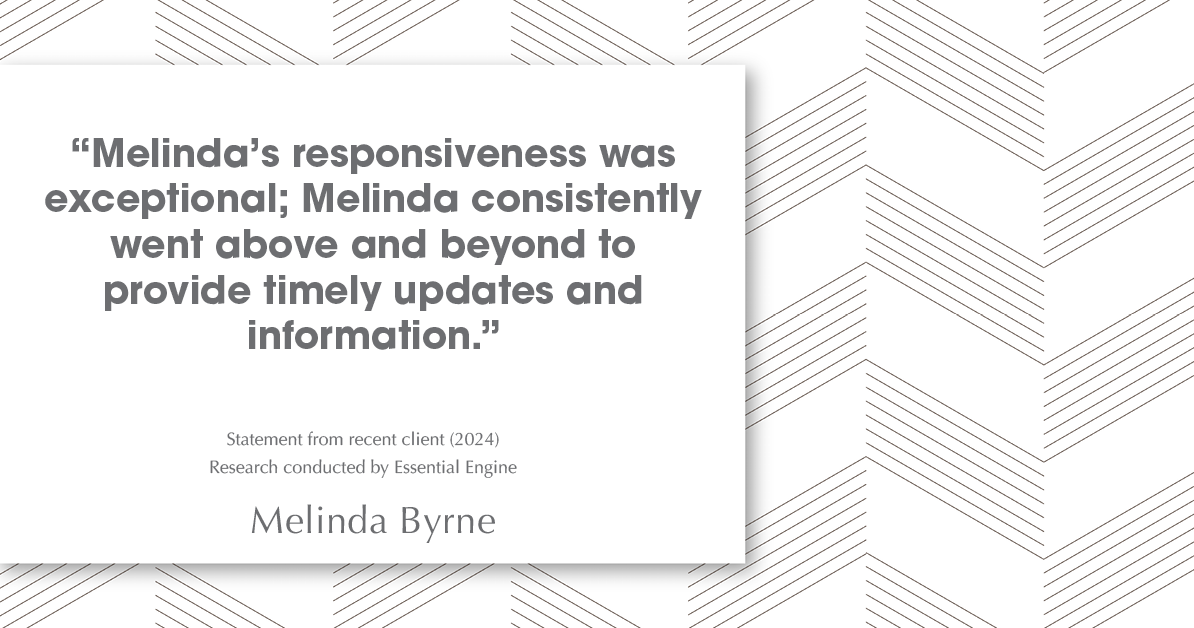 Testimonial for real estate agent Melinda Byrne with Key Realty in Concord, CA: "Melinda's responsiveness was exceptional; Melinda consistently went above and beyond to provide timely updates and information."