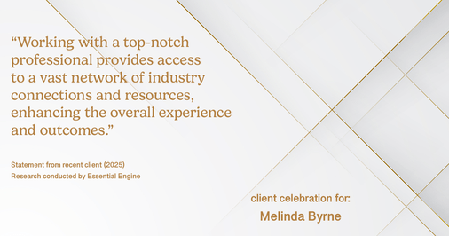 Testimonial for real estate agent Melinda Byrne with Key Realty in Concord, CA: "Working with a top-notch professional provides access to a vast network of industry connections and resources, enhancing the overall experience and outcomes."