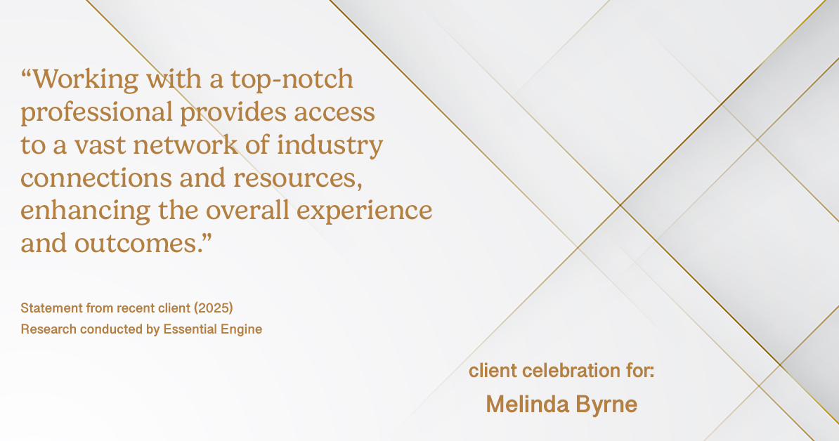 Testimonial for real estate agent Melinda Byrne with Key Realty in Concord, CA: "Working with a top-notch professional provides access to a vast network of industry connections and resources, enhancing the overall experience and outcomes."