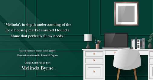 Testimonial for real estate agent Melinda Byrne with Key Realty in Concord, CA: "Melinda's in-depth understanding of the local housing market ensured I found a home that perfectly fit my needs."