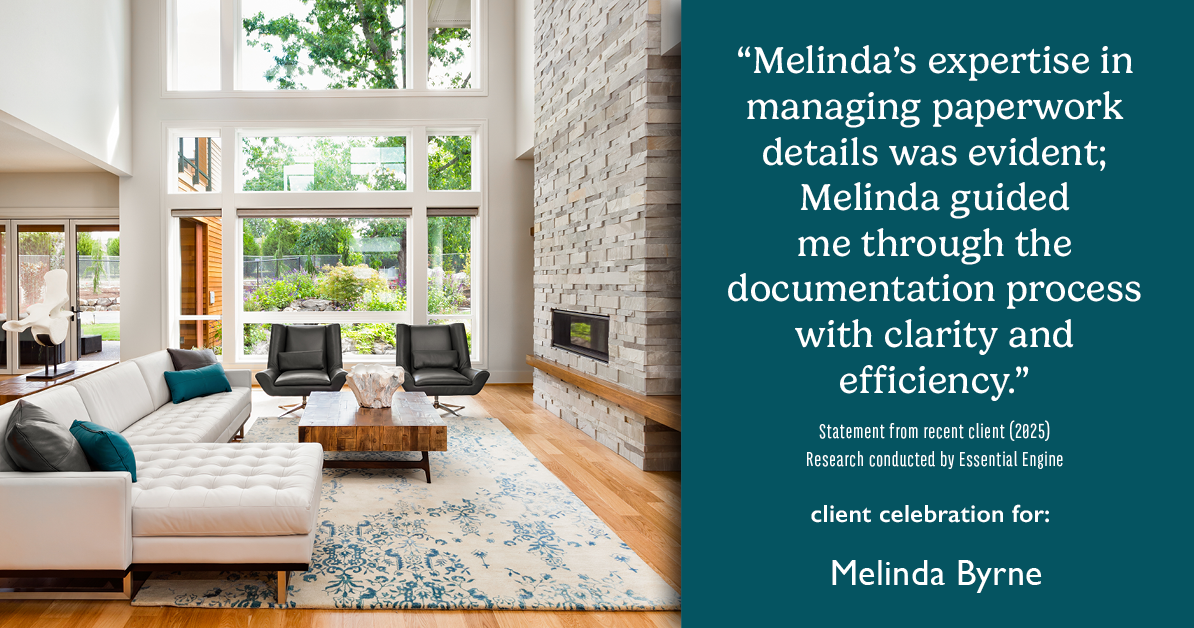 Testimonial for real estate agent Melinda Byrne with Key Realty in Concord, CA: "Melinda's expertise in managing paperwork details was evident; Melinda guided me through the documentation process with clarity and efficiency."