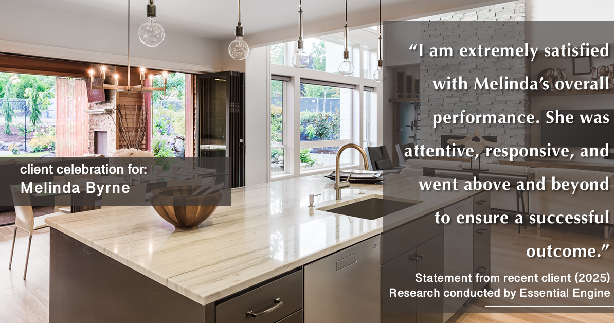 Testimonial for real estate agent Melinda Byrne with Key Realty in Concord, CA: "I am extremely satisfied with Melinda's overall performance. She was attentive, responsive, and went above and beyond to ensure a successful outcome."