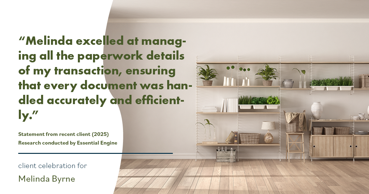Testimonial for real estate agent Melinda Byrne with Key Realty in Concord, CA: "Melinda excelled at managing all the paperwork details of my transaction, ensuring that every document was handled accurately and efficiently."