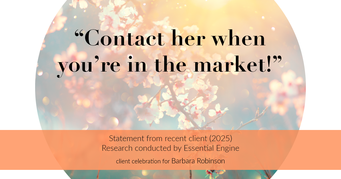 Testimonial for real estate agent Barbara Robinson with Red Apple Realty, Inc. in Hudson, NY: “Contact her when you’re in the market!”