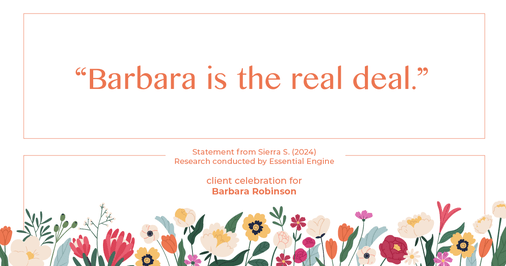 Testimonial for real estate agent Barbara Robinson with Red Apple Realty, Inc. in Hudson, NY: "Barbara is the real deal."