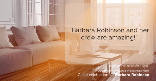 Testimonial for real estate agent Barbara Robinson with Red Apple Realty, Inc. in Hudson, NY: “Barbara Robinson and her crew are amazing!”