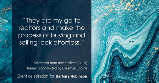 Testimonial for real estate agent Barbara Robinson with Red Apple Realty, Inc. in Hudson, NY: “They are my go-to realtors and make the process of buying and selling look effortless."