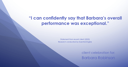 Testimonial for real estate agent Barbara Robinson with Red Apple Realty, Inc. in Hudson, NY: "I can confidently say that Barbara's overall performance was exceptional."