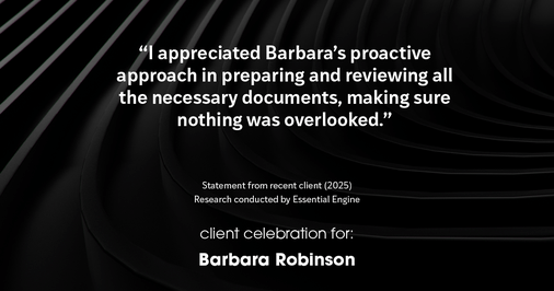 Testimonial for real estate agent Barbara Robinson with Red Apple Realty, Inc. in Hudson, NY: "I appreciated Barbara's proactive approach in preparing and reviewing all the necessary documents, making sure nothing was overlooked."