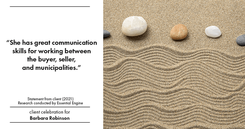 Testimonial for real estate agent Barbara Robinson with Red Apple Realty, Inc. in Hudson, NY: “She has great communication skills for working between the buyer, seller, and municipalities.”