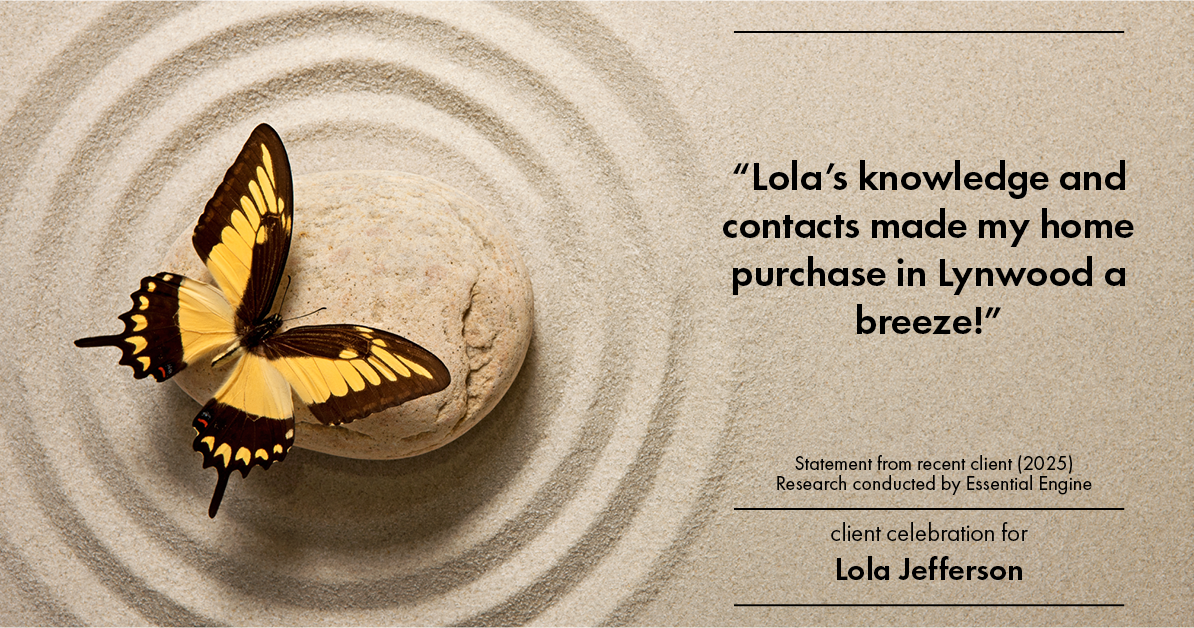 Testimonial for real estate agent Lola Jefferson with RE/MAX Enterprises in Naperville, IL: "Lola's knowledge and contacts made my home purchase in Lynwood a breeze!"