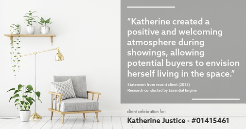 Testimonial for real estate agent Katherine Justice with EXP Realty of Northern California in Fresno, CA: "Katherine created a positive and welcoming atmosphere during showings, allowing potential buyers to envision herself living in the space."