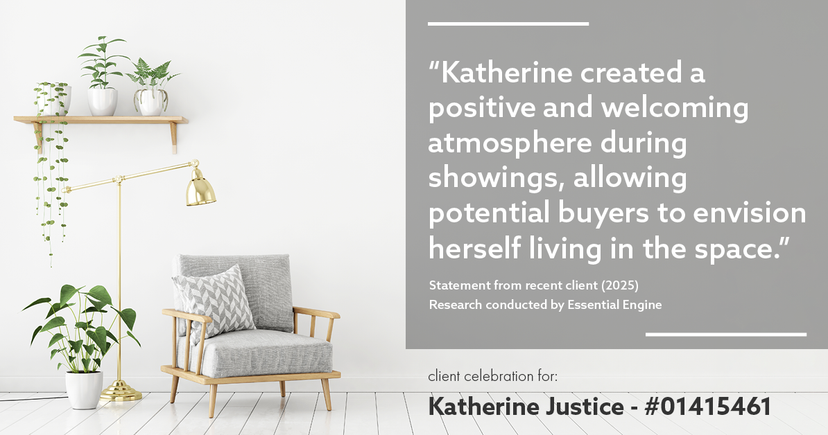 Testimonial for real estate agent Katherine Justice with EXP Realty of Northern California in Fresno, CA: "Katherine created a positive and welcoming atmosphere during showings, allowing potential buyers to envision herself living in the space."
