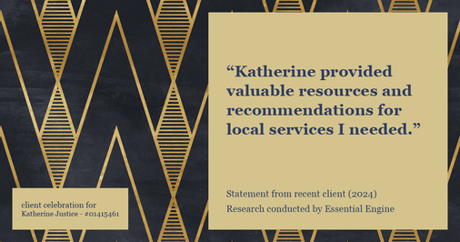 Testimonial for real estate agent Katherine Justice with EXP Realty of Northern California in Fresno, CA: "Katherine provided valuable resources and recommendations for local services I needed."