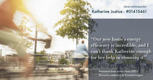 Testimonial for real estate agent Katherine Justice with EXP Realty of Northern California in Fresno, CA: "Our new home's energy efficiency is incredible, and I can't thank Katherine enough for her help in choosing it!"