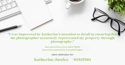 Testimonial for real estate agent Katherine Justice with EXP Realty of Northern California in Fresno, CA: "I was impressed by Katherine's attention to detail in ensuring that the photographer accurately represented my property through photography."