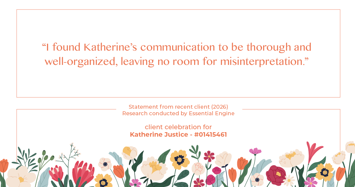 Testimonial for real estate agent Katherine Justice with EXP Realty of Northern California in Fresno, CA: "I found Katherine's communication to be thorough and well-organized, leaving no room for misinterpretation."