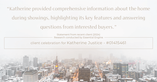 Testimonial for real estate agent Katherine Justice with EXP Realty of Northern California in Fresno, CA: "Katherine provided comprehensive information about the home during showings, highlighting its key features and answering questions from interested buyers."