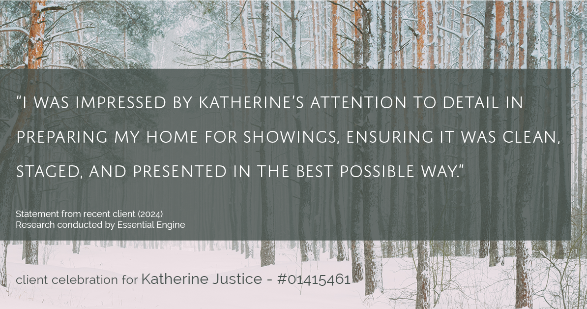 Testimonial for real estate agent Katherine Justice with EXP Realty of Northern California in Fresno, CA: "I was impressed by Katherine's attention to detail in preparing my home for showings, ensuring it was clean, staged, and presented in the best possible way."