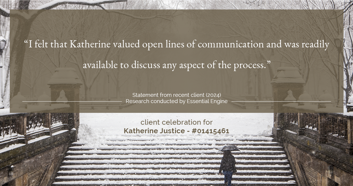 Testimonial for real estate agent Katherine Justice with EXP Realty of Northern California in Fresno, CA: "I felt that Katherine valued open lines of communication and was readily available to discuss any aspect of the process."