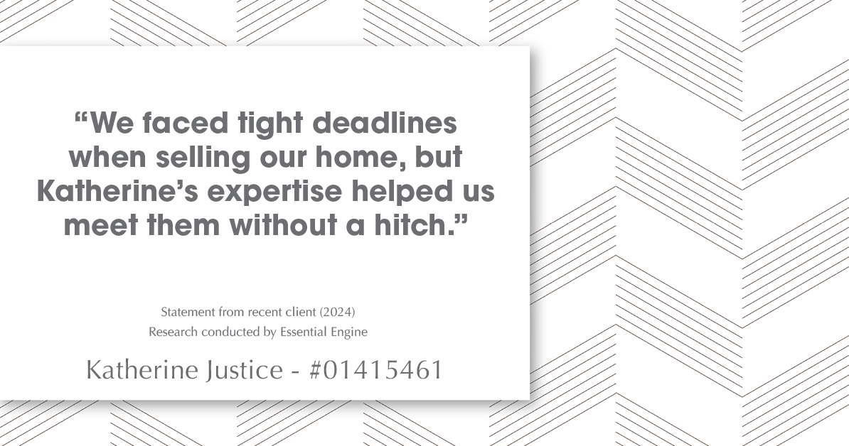 Testimonial for real estate agent Katherine Justice with EXP Realty of Northern California in Fresno, CA: "We faced tight deadlines when selling our home, but Katherine's expertise helped us meet them without a hitch."