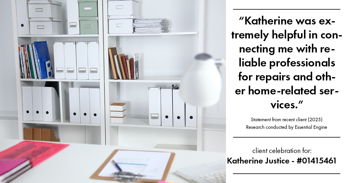 Testimonial for real estate agent Katherine Justice with EXP Realty of Northern California in Fresno, CA: "Katherine was extremely helpful in connecting me with reliable professionals for repairs and other home-related services."