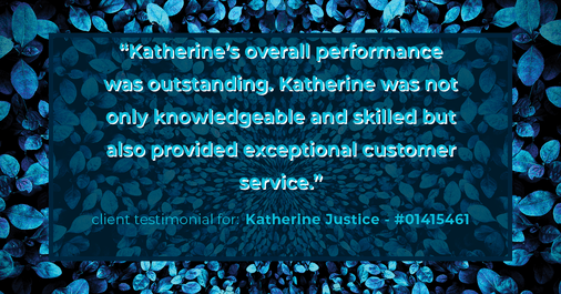 Testimonial for real estate agent Katherine Justice with EXP Realty in Fresno, CA: "Katherine's overall performance was outstanding. Katherine was not only knowledgeable and skilled but also provided exceptional customer service."