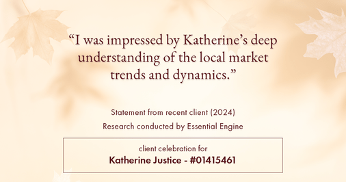 Testimonial for real estate agent Katherine Justice with EXP Realty of Northern California in Fresno, CA: "I was impressed by Katherine's deep understanding of the local market trends and dynamics."