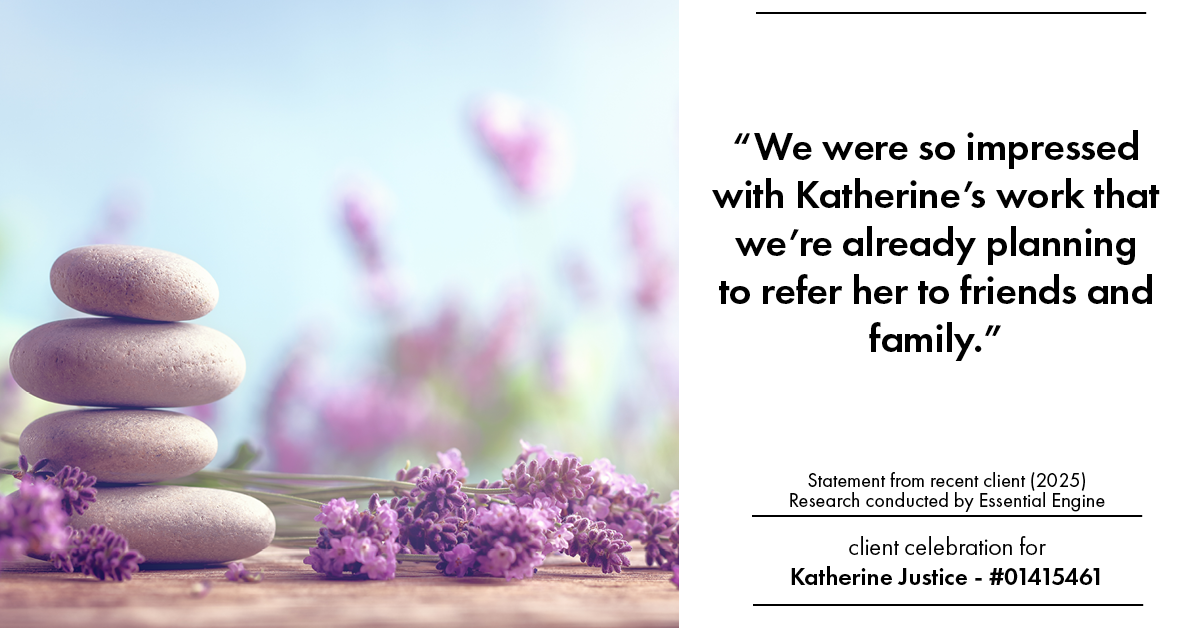 Testimonial for real estate agent Katherine Justice with EXP Realty of Northern California in Fresno, CA: "We were so impressed with Katherine's work that we're already planning to refer her to friends and family."