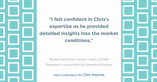 Testimonial for real estate agent Chris Haynes with Windermere Real Estate/Shoreline in Shoreline, WA: "I felt confident in Chris's expertise as he provided detailed insights into the market conditions."