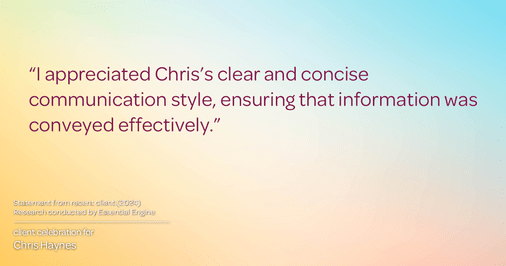 Testimonial for real estate agent Chris Haynes with Windermere Real Estate/Shoreline in Shoreline, WA: "I appreciated Chris's clear and concise communication style, ensuring that information was conveyed effectively."