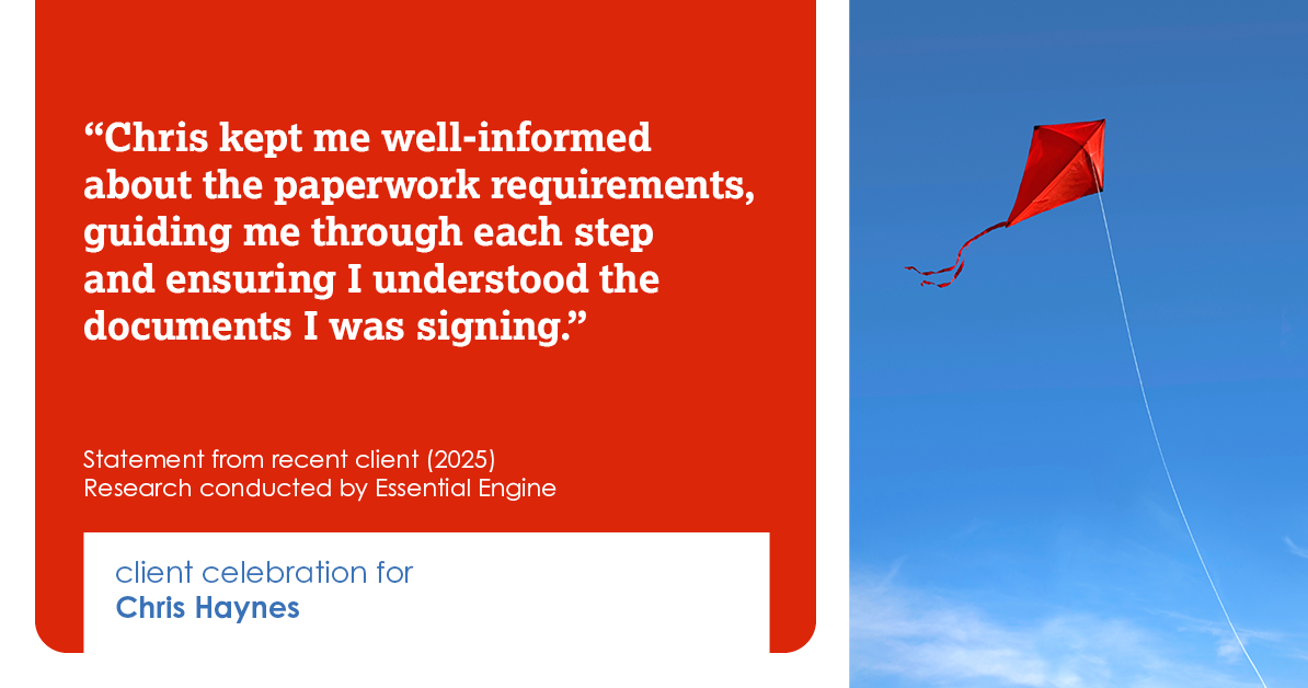 Testimonial for real estate agent Chris Haynes with Windermere Real Estate/Shoreline in Shoreline, WA: "Chris kept me well-informed about the paperwork requirements, guiding me through each step and ensuring I understood the documents I was signing."
