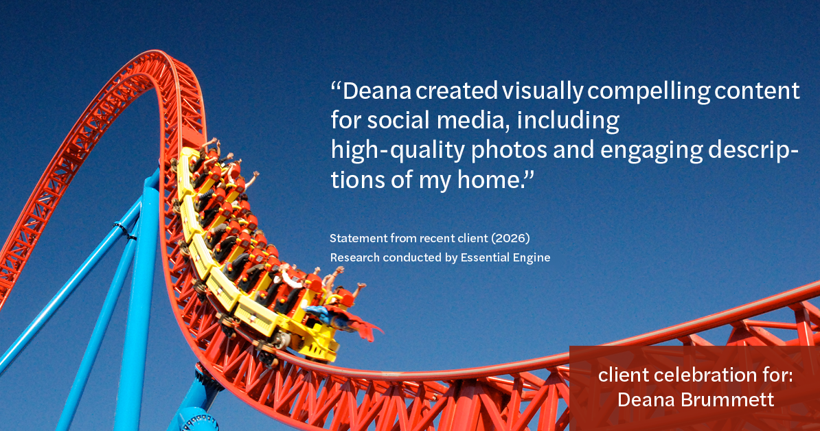 Testimonial for real estate agent Deana Brummett with Coldwell Banker Realty in Charlotte, NC: "Deana created visually compelling content for social media, including high-quality photos and engaging descriptions of my home."
