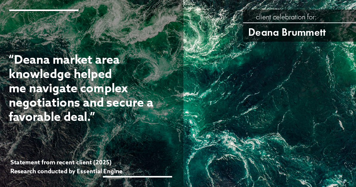 Testimonial for real estate agent Deana Brummett with Coldwell Banker Realty in Charlotte, NC: "Deana market area knowledge helped me navigate complex negotiations and secure a favorable deal."