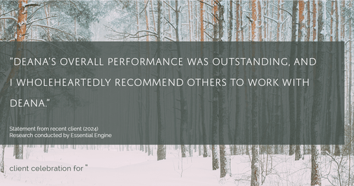 Testimonial for real estate agent Deana Brummett with Coldwell Banker Realty in Charlotte, NC: "Deana's overall performance was outstanding, and I wholeheartedly recommend others to work with Deana."