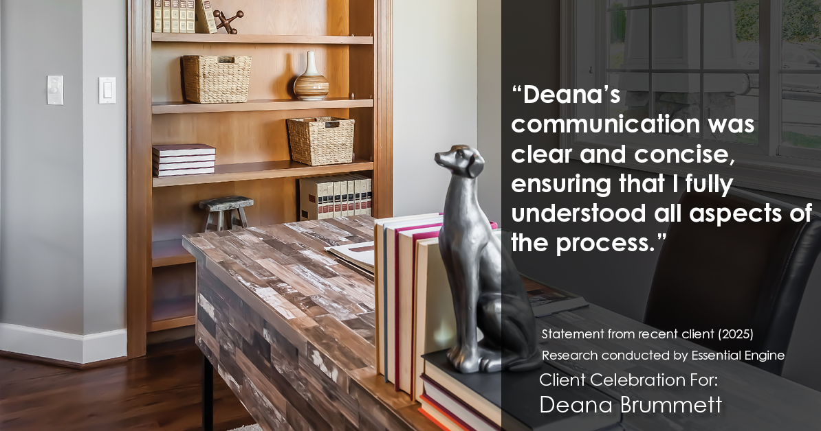 Testimonial for real estate agent Deana Brummett with Coldwell Banker Realty in Charlotte, NC: "Deana's communication was clear and concise, ensuring that I fully understood all aspects of the process."