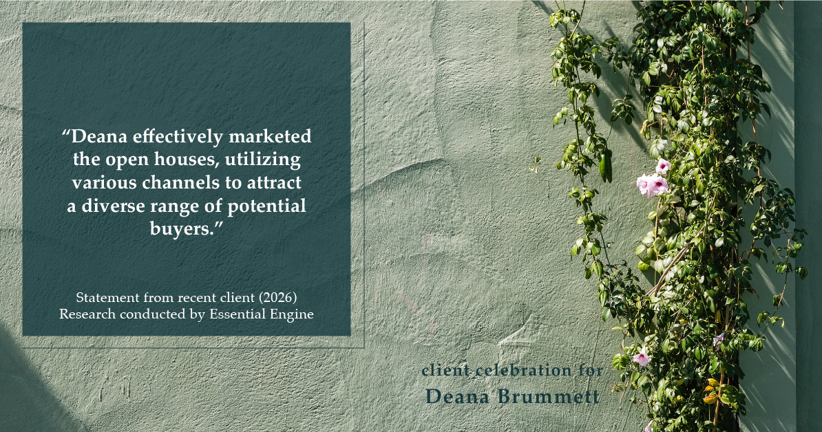 Testimonial for real estate agent Deana Brummett with Coldwell Banker Realty in Charlotte, NC: "Deana effectively marketed the open houses, utilizing various channels to attract a diverse range of potential buyers."