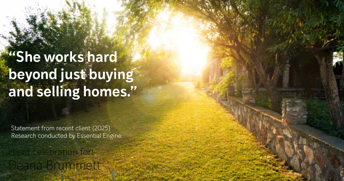 Testimonial for real estate agent Deana Brummett with Coldwell Banker Realty in Charlotte, NC: “She works hard beyond just buying and selling homes.”