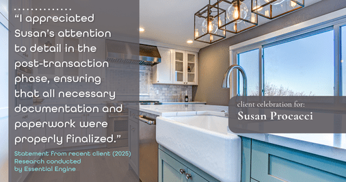 Testimonial for real estate agent Susan Procacci with Better Homes and Gardens Pristine in Naples, FL: "I appreciated Susan's attention to detail in the post-transaction phase, ensuring that all necessary documentation and paperwork were properly finalized."