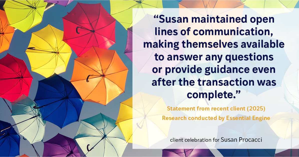 Testimonial for real estate agent Susan Procacci with Better Homes and Gardens Pristine in Naples, FL: "Susan maintained open lines of communication, making themselves available to answer any questions or provide guidance even after the transaction was complete."