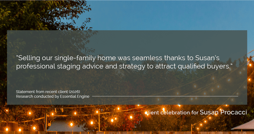 Testimonial for real estate agent Susan Procacci with Better Homes and Gardens Pristine in Naples, FL: "Selling our single-family home was seamless thanks to Susan's professional staging advice and strategy to attract qualified buyers."